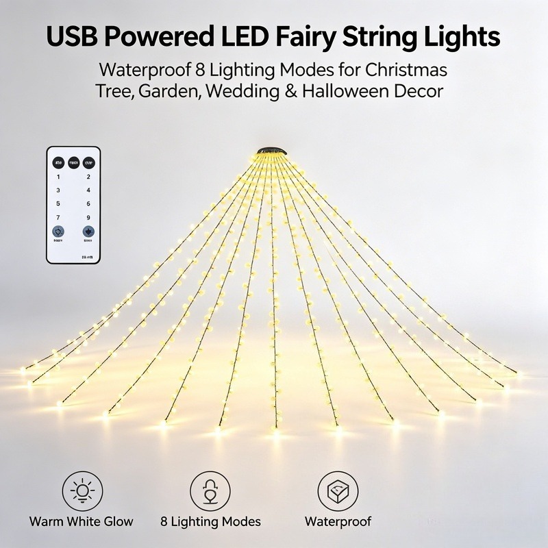 Lighting Christmas Decor - USB LED 요정 스트링 조명, 방수