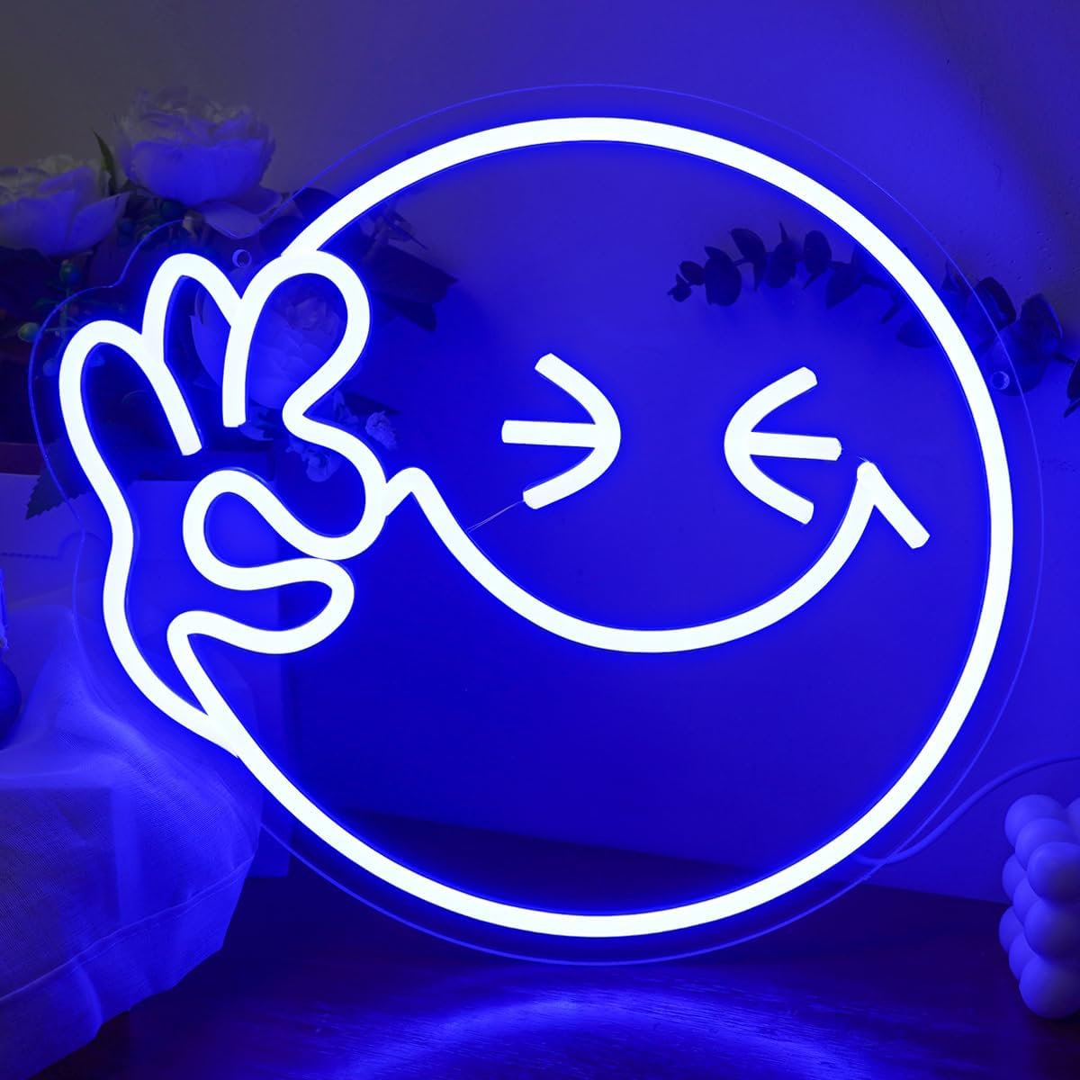 Ok Lighting Decor - 이모티콘 스마일 OK 네온사인 USB 디밍
