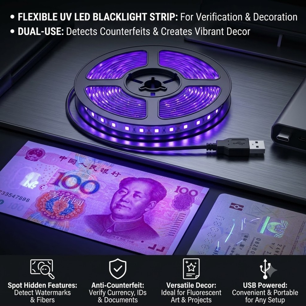 Decor Lighting Hours - UV LED 스트립 SMD2835 DC5V 395-405nm