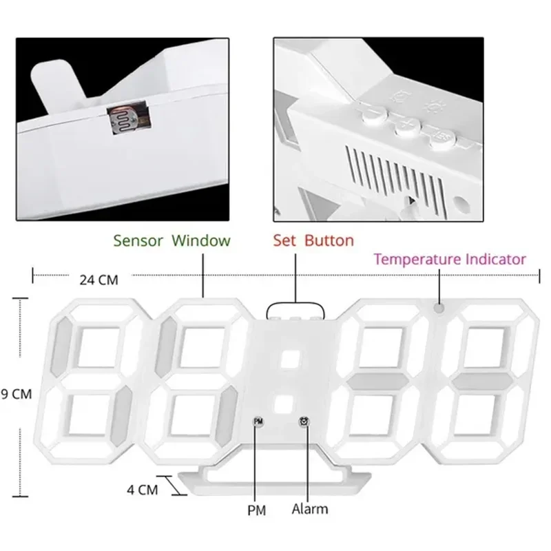 침실용 3D 디지털 벽시계 장식, 가정용 조절식 거실  - Lighting Home Decor Wall Clocks 리뷰 및 가격