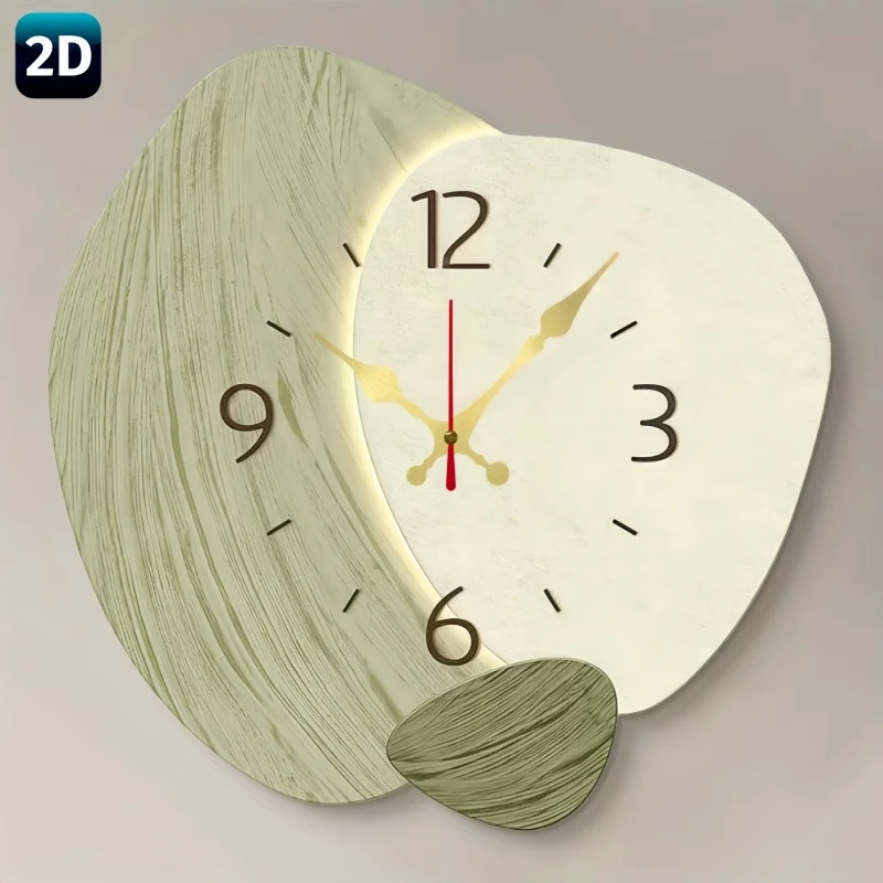 2D 평면형, 나무 소재 무소음 벽시계 - 모던한 연두 - Lighting Home Decor Wall Clocks 리뷰 및 가격