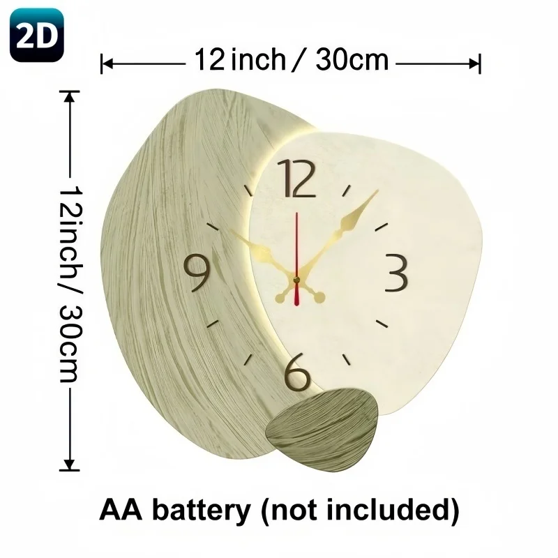2D 평면형, 나무 소재 무소음 벽시계 - 모던한 연두 - Lighting Home Decor Wall Clocks 리뷰 및 가격