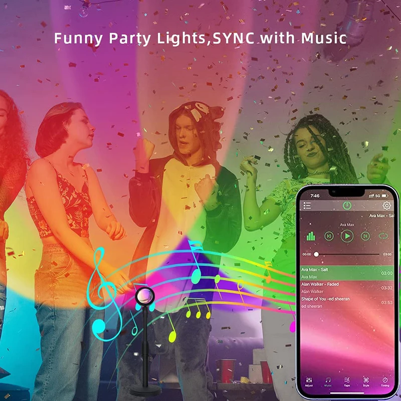 스마트 LED 선셋 램프, 다채로운 변화, 블루투스 앱 - Touch Dimmer Lamp 리뷰 및 가격