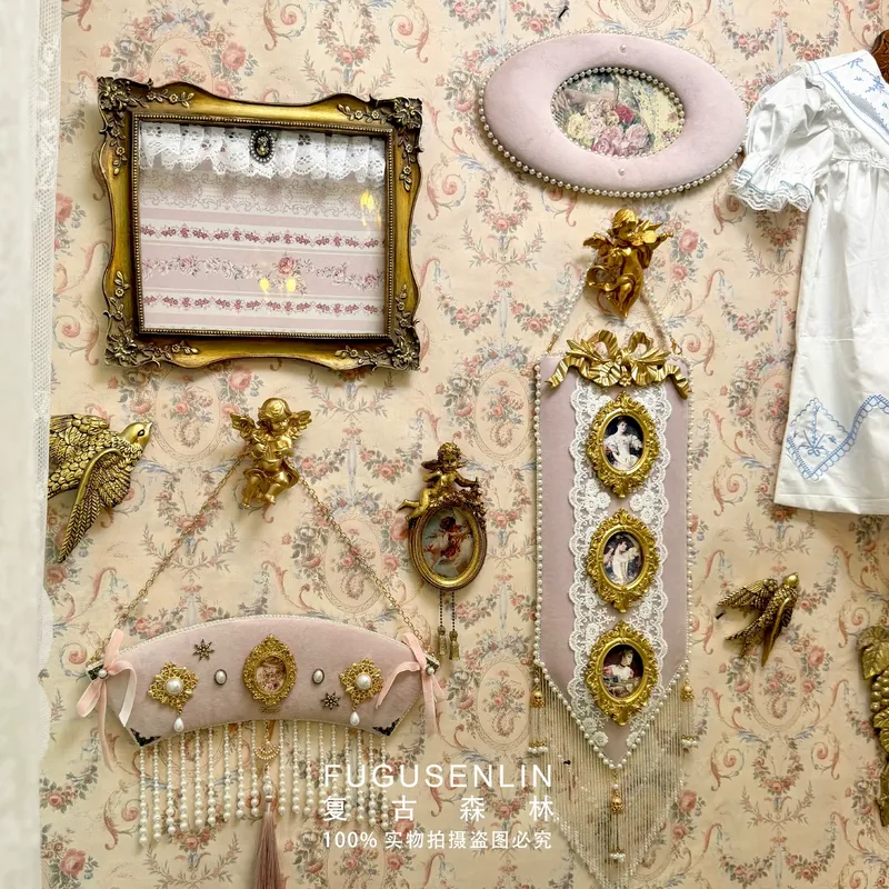 레트로 수제 고급스러운 궁정 스타일 핑크 벨벳 릴리프  - Lighting Decor Photos 리뷰 및 가격