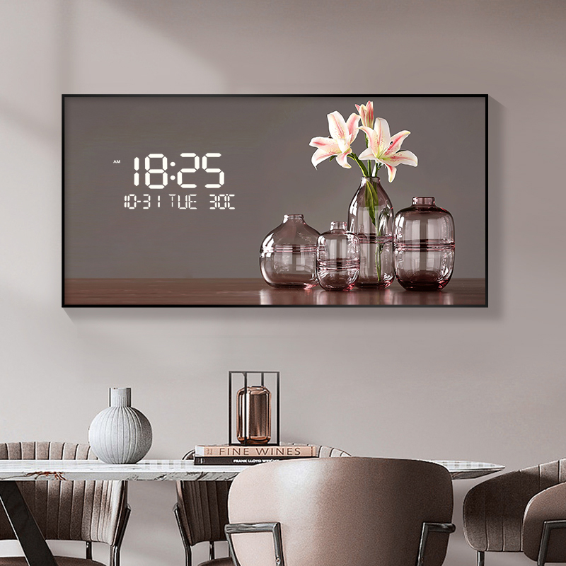 대형 꽃 패턴 디지털 벽시계, LED 조명, 창의적인  - Lighting Home Decor Wall Clocks 리뷰 및 가격