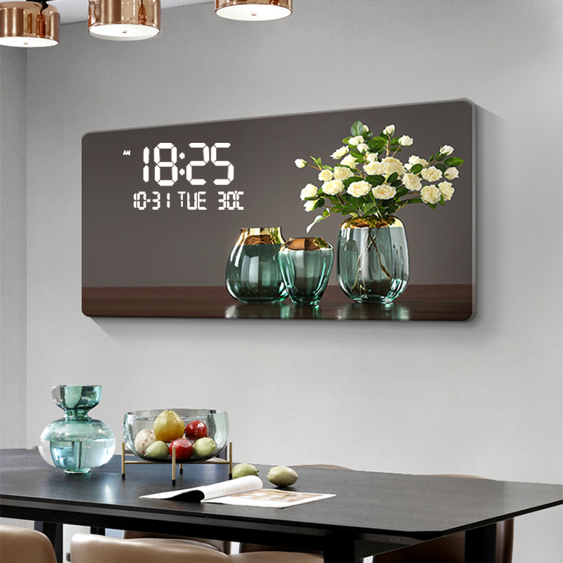 대형 꽃 패턴 디지털 벽시계, LED 조명, 창의적인  - Lighting Home Decor Wall Clocks 리뷰 및 가격
