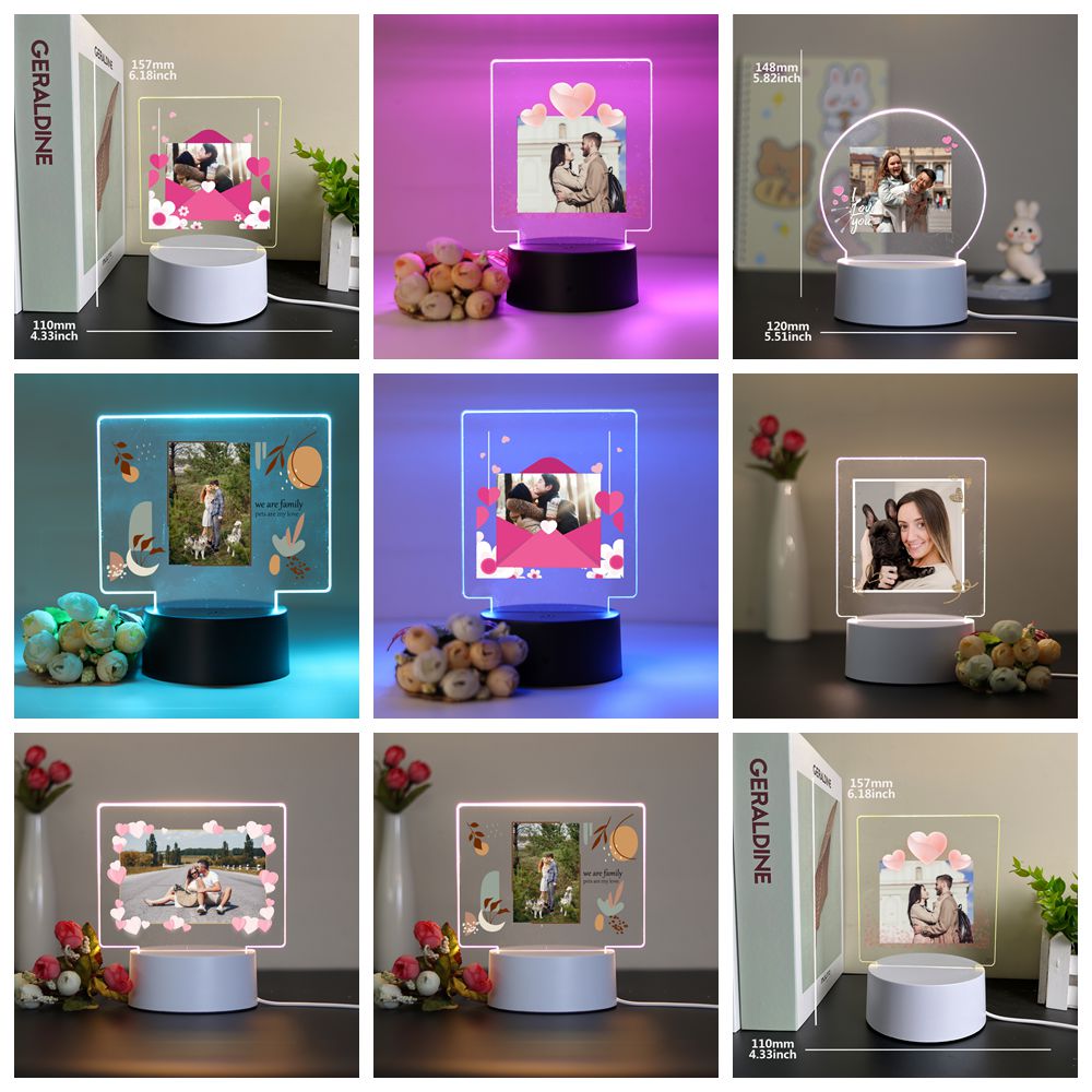 1개 맞춤형 사진 커플 아크릴 LED 무드등 3D 터치 - Lighting Decor Photos 리뷰 및 가격