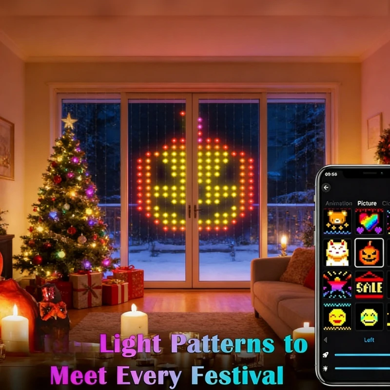 스마트 400LED 커튼 조명, 음악 동기화 DIY 요 - Lighting Christmas Decor 리뷰 및 가격