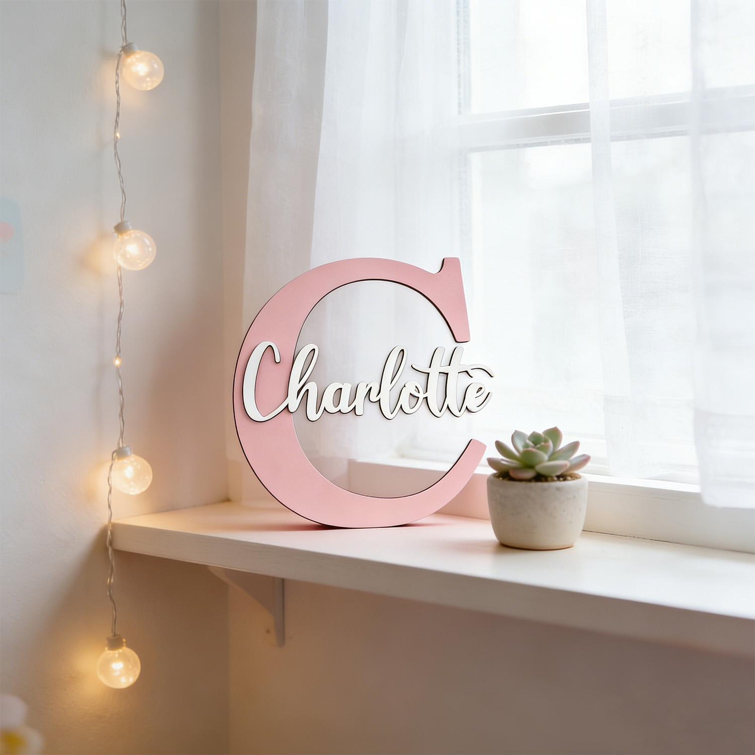 1개 맞춤 제작 2중 레이어 연보라색 이니셜 나무 이름 - Lighting Christmas Decor 리뷰 및 가격