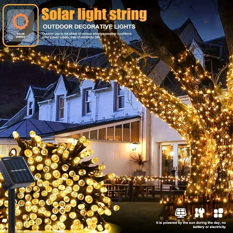 LED 태양광 야외 요정 조명 풀 스카이 스타 조명 방 - Outdoor Lighting Wedding Decor 리뷰 및 가격