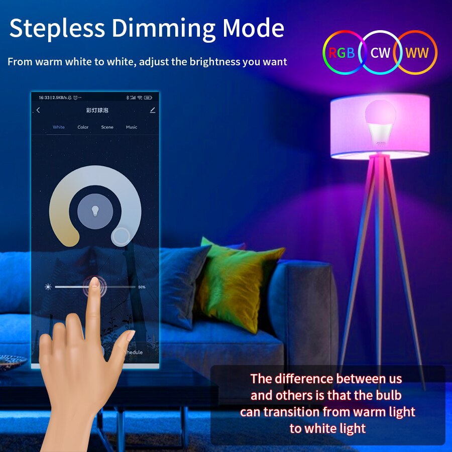 Tuya 블루투스 LED 전구 디밍 가능 15W 18W - Colour Changing Bulb 리뷰 및 가격