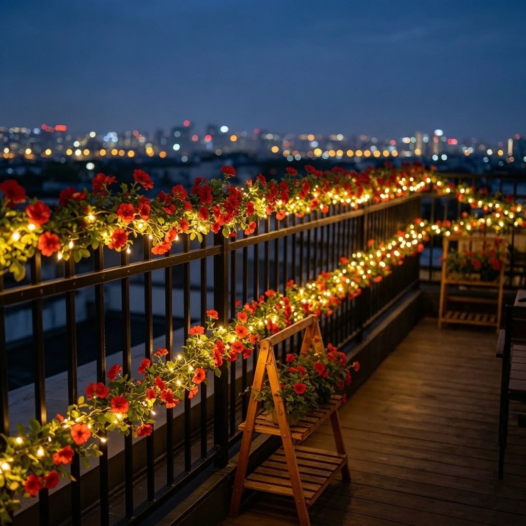 솔라 로즈 바인 스트링 라이트 5m 50 LED 야외  - Outdoor Lighting Wedding Decor 리뷰 및 가격
