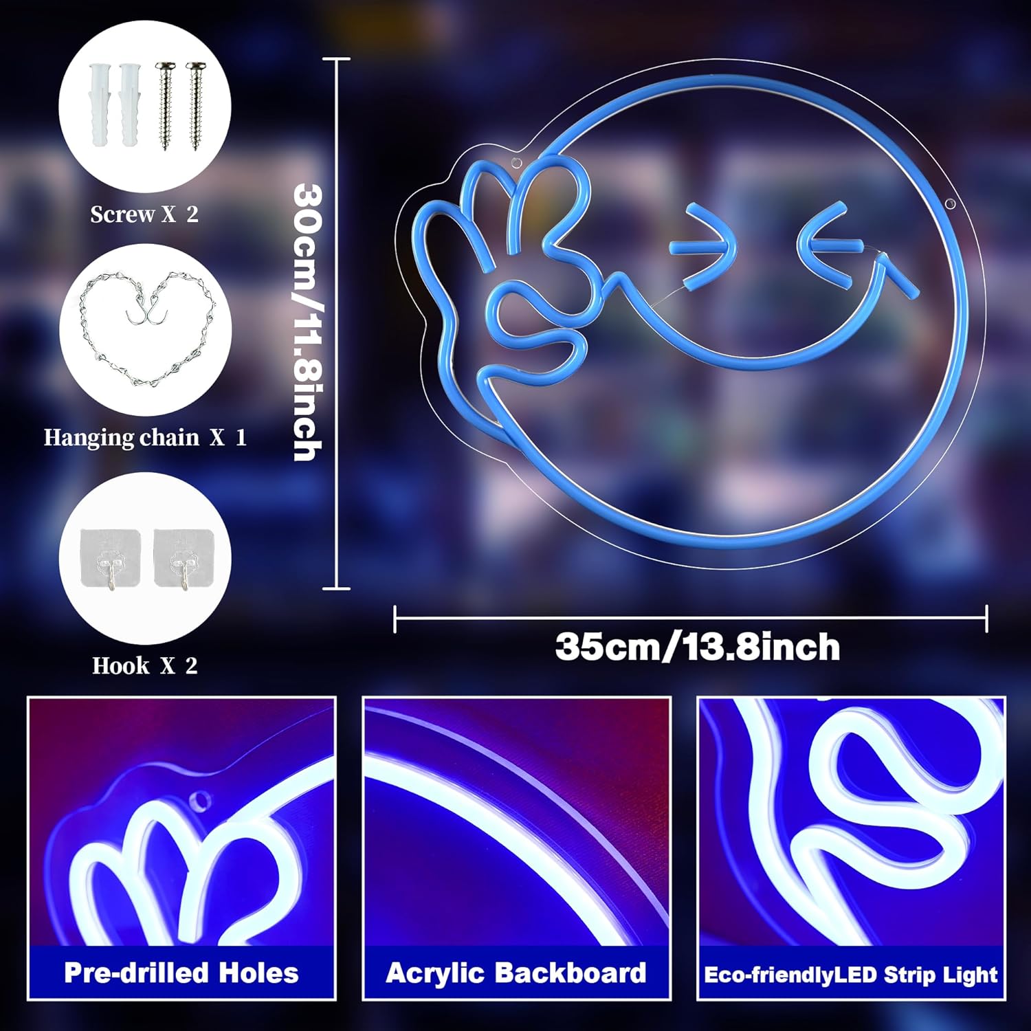 이모티콘 스마일 OK 네온사인 USB 디밍 가능 LED - Ok Lighting Decor 리뷰 및 가격