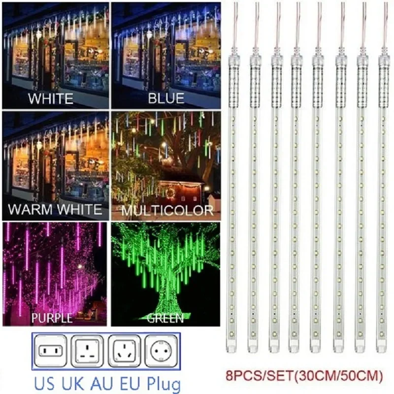 30cm /50cm 방수 유성우 비 8 튜브 LED 문 - Outdoor Lighting Wedding Decor 리뷰 및 가격