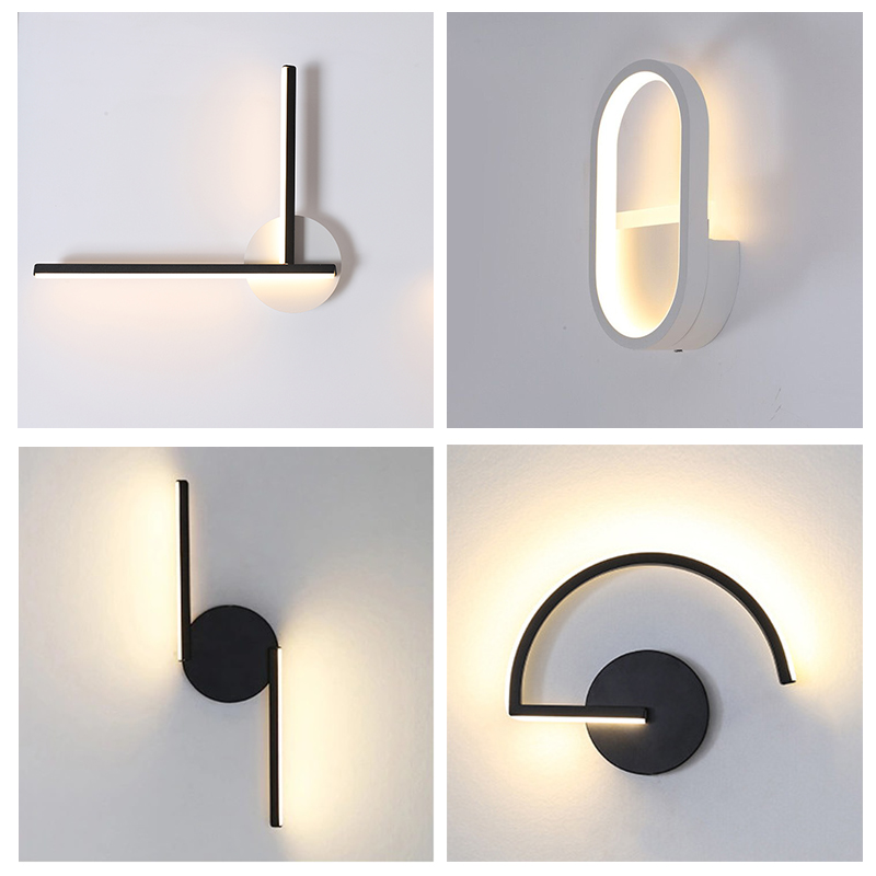 현대적인 북유럽 LED 벽등, 미니멀리스트 블랙 기하학 - Lighting Decor 리뷰 및 가격
