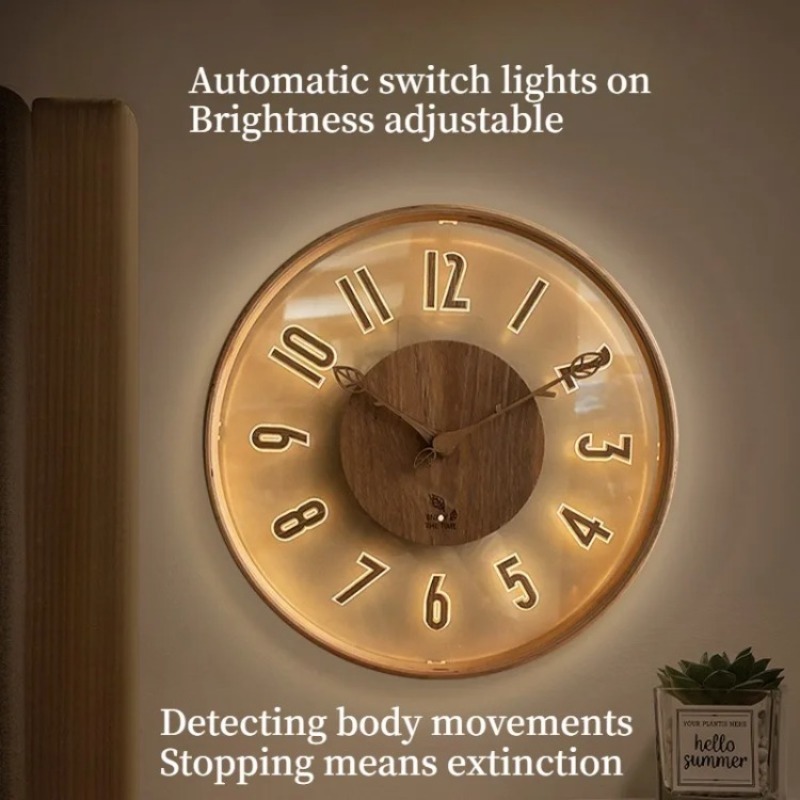 지능형 벽시계 레이더 센서 야간 조명 3D 입체 숫자  - Lighting Home Decor Wall Clocks 리뷰 및 가격