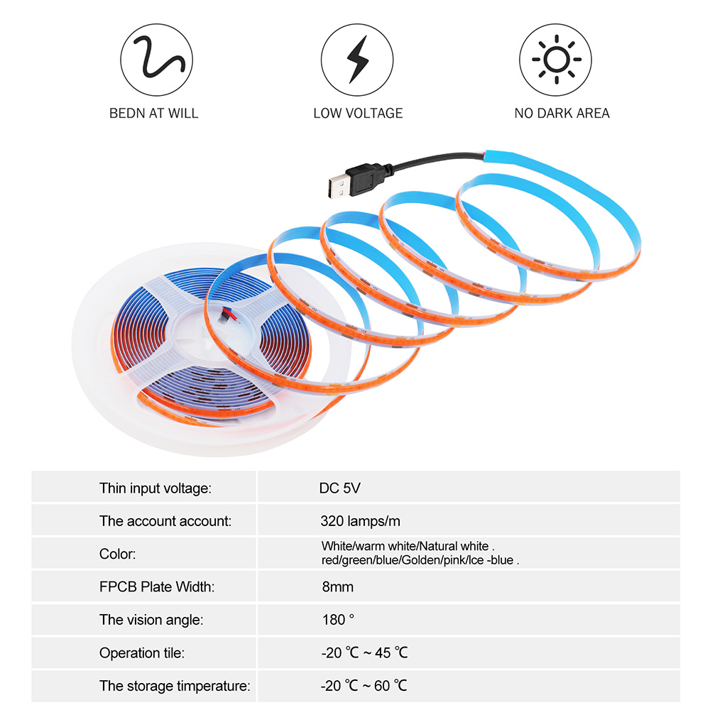 DC 5V COB LED 스트립 라이트 320LEDs/ - Decor Lighting Hours 리뷰 및 가격