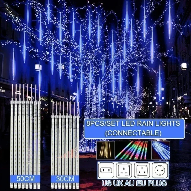 30cm /50cm 방수 유성우 비 8 튜브 LED 문 - Outdoor Lighting Wedding Decor 리뷰 및 가격