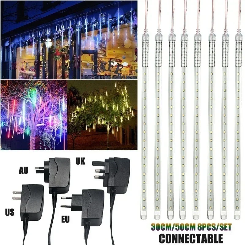 30cm /50cm 방수 유성우 비 8 튜브 LED 문 - Outdoor Lighting Wedding Decor 리뷰 및 가격