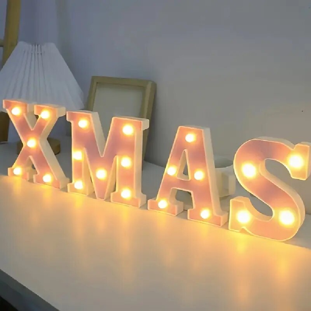 1PC 16cm 핑크 반짝이 LED 문자 및 숫자 조명 - Lighting Decor Photos 리뷰 및 가격