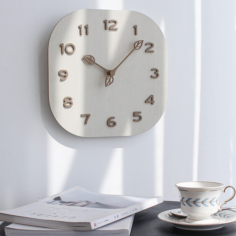 모던한 개성 벽시계 심플한 사각형 라이트 럭셔리 우드  - Lighting Home Decor Wall Clocks 리뷰 및 가격