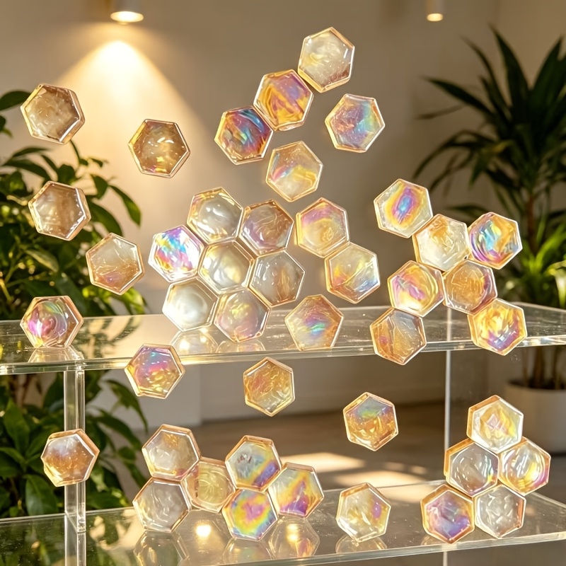 100g/샴페인 무지개빛 진주빛 육각형 석영 유리 모자 - Lighting Decor Photos 리뷰 및 가격