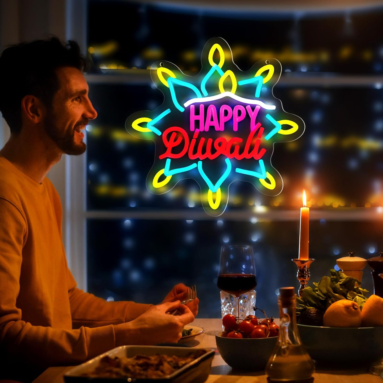 행복한 디왈리 네온사인 LED 마키 라이트 랑골리 디자 - Decor Lighting India 리뷰 및 가격