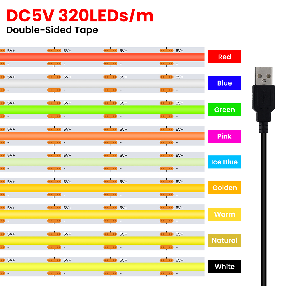 5V USB 3MM 5MM PCB COB LED 스트립 - Decor Lighting Hours 리뷰 및 가격