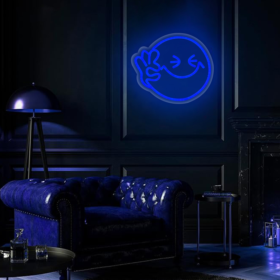 스마일 OK 핸드 네온사인 블루 USB LED 네온 조 - Ok Lighting Decor 리뷰 및 가격